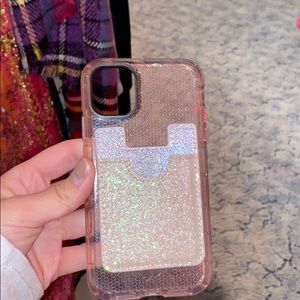 iphone 11 case with glitter pouch